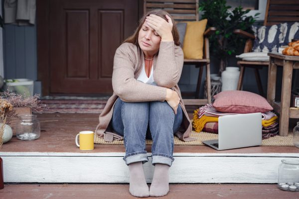 Anxious angry woman unable to access database on laptop, forgetting password, having weak wifi signal. Mad shocked lady worker losing job or read bad news